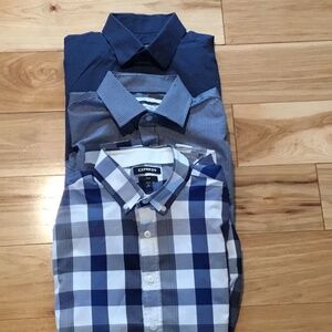 Lot of 3 Men’s Small, Slim Fit, Long Sleeved Dress Shirts (Old Navy & Express)